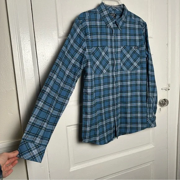 Hurley Men's Flannel‎ Shirt Button Down Long Sleeve Blue Cotton Blend S NWT - Picture 7 of 14